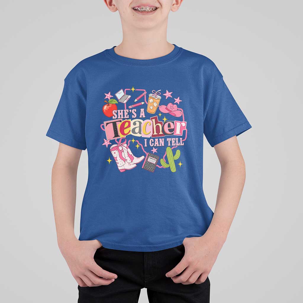 She is a Teacher I Can Tell School Aesthetic T Shirt For Kid Retro Groovy Western Cowgirl Texas