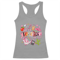 She is a Teacher I Can Tell School Aesthetic Racerback Tank Top Retro Groovy Western Cowgirl Texas