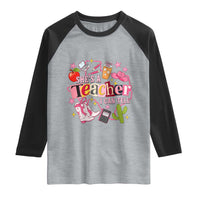 She is a Teacher I Can Tell School Aesthetic Raglan Shirt Retro Groovy Western Cowgirl Texas