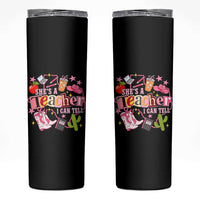 She is a Teacher I Can Tell School Aesthetic Skinny Tumbler Retro Groovy Western Cowgirl Texas