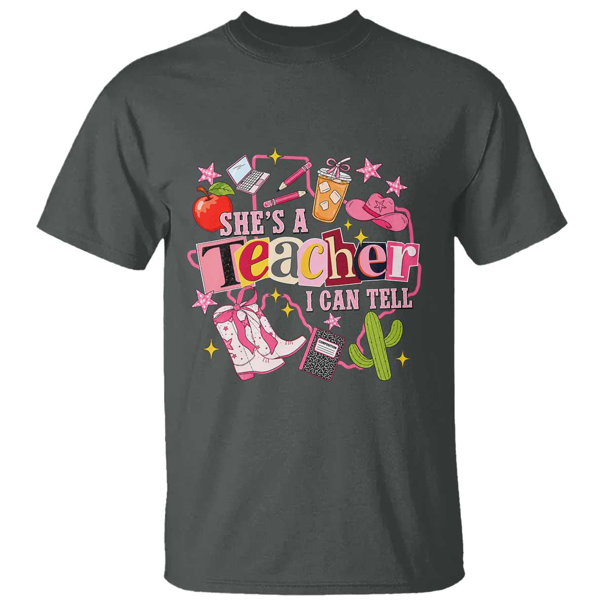 She is a Teacher I Can Tell School Aesthetic T Shirt Retro Groovy Western Cowgirl Texas