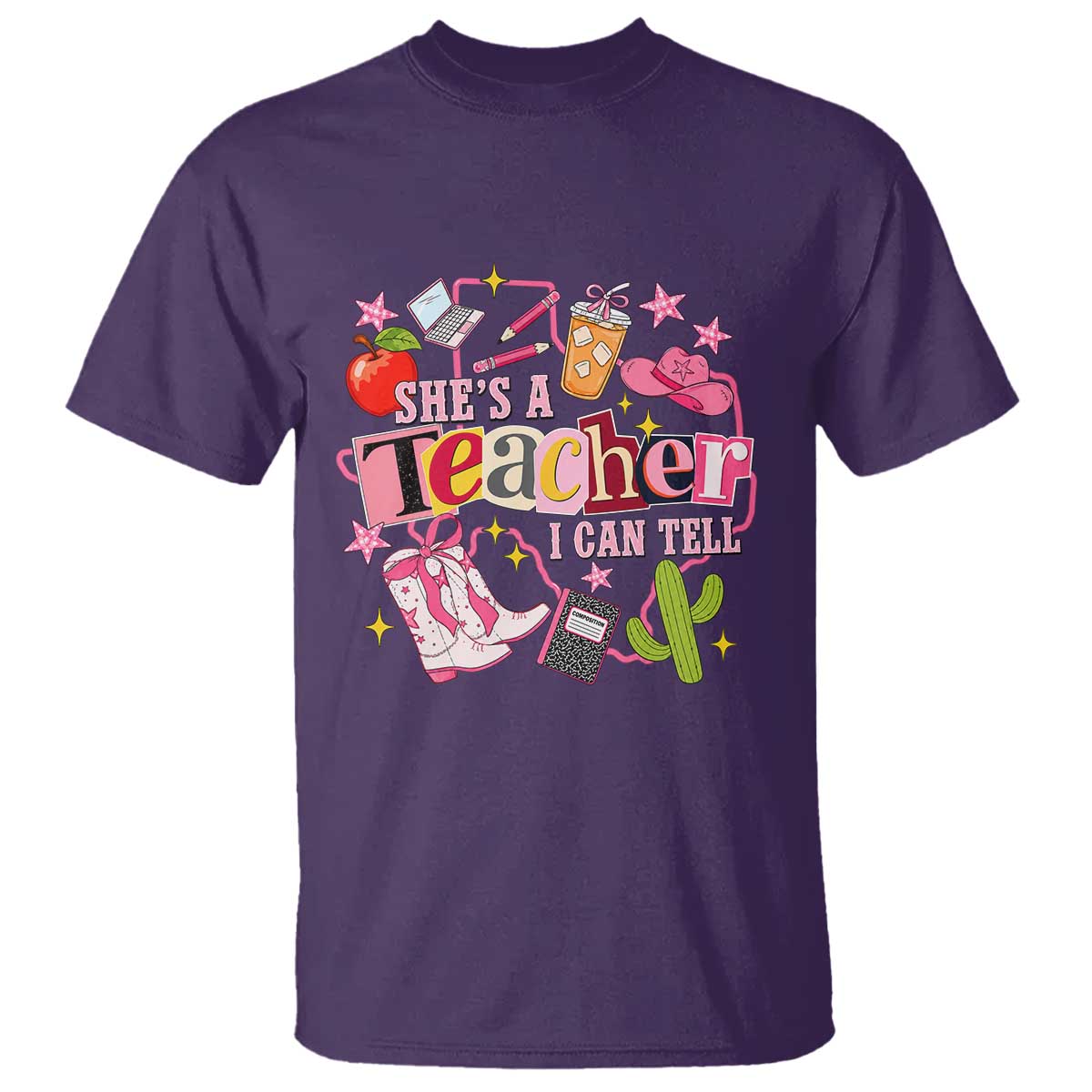 She is a Teacher I Can Tell School Aesthetic T Shirt Retro Groovy Western Cowgirl Texas