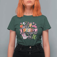 She is a Teacher I Can Tell School Aesthetic T Shirt For Women Retro Groovy Western Cowgirl Texas