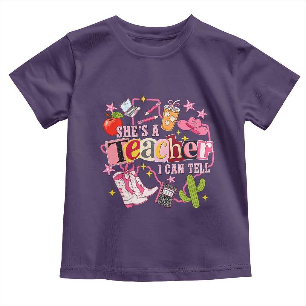 She is a Teacher I Can Tell School Aesthetic Toddler T Shirt Retro Groovy Western Cowgirl Texas