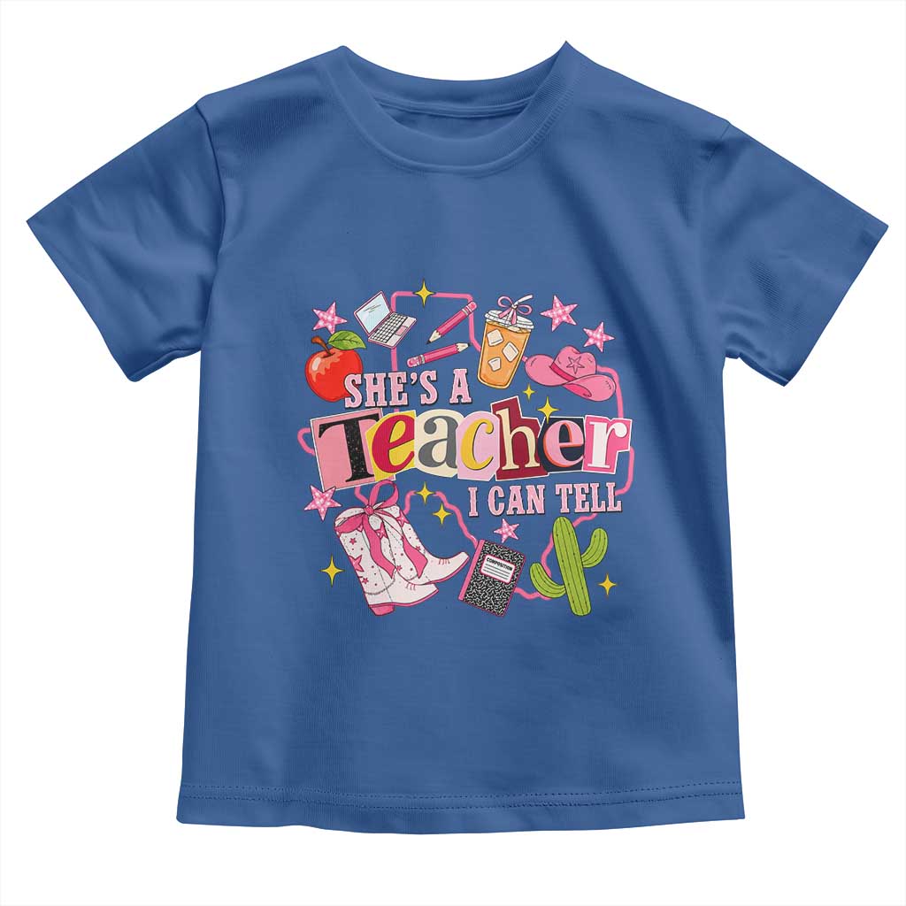 She is a Teacher I Can Tell School Aesthetic Toddler T Shirt Retro Groovy Western Cowgirl Texas