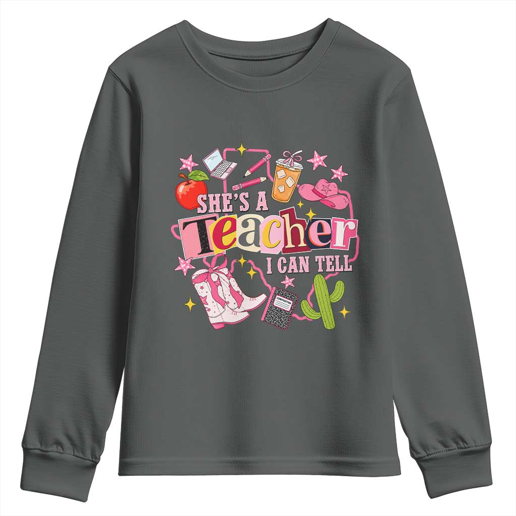 She is a Teacher I Can Tell School Aesthetic Youth Sweatshirt Retro Groovy Western Cowgirl Texas