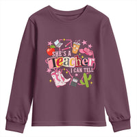 She is a Teacher I Can Tell School Aesthetic Youth Sweatshirt Retro Groovy Western Cowgirl Texas