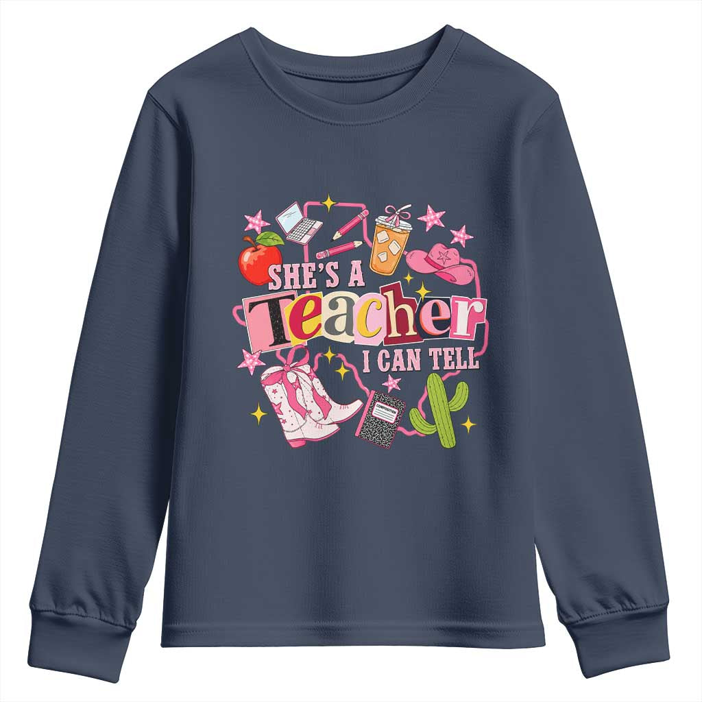She is a Teacher I Can Tell School Aesthetic Youth Sweatshirt Retro Groovy Western Cowgirl Texas