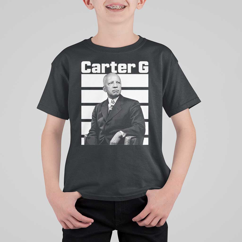 Inspiring Father of Black History Icon Portrait T Shirt For Kid Carter G Civil Rights Legacy Supporter