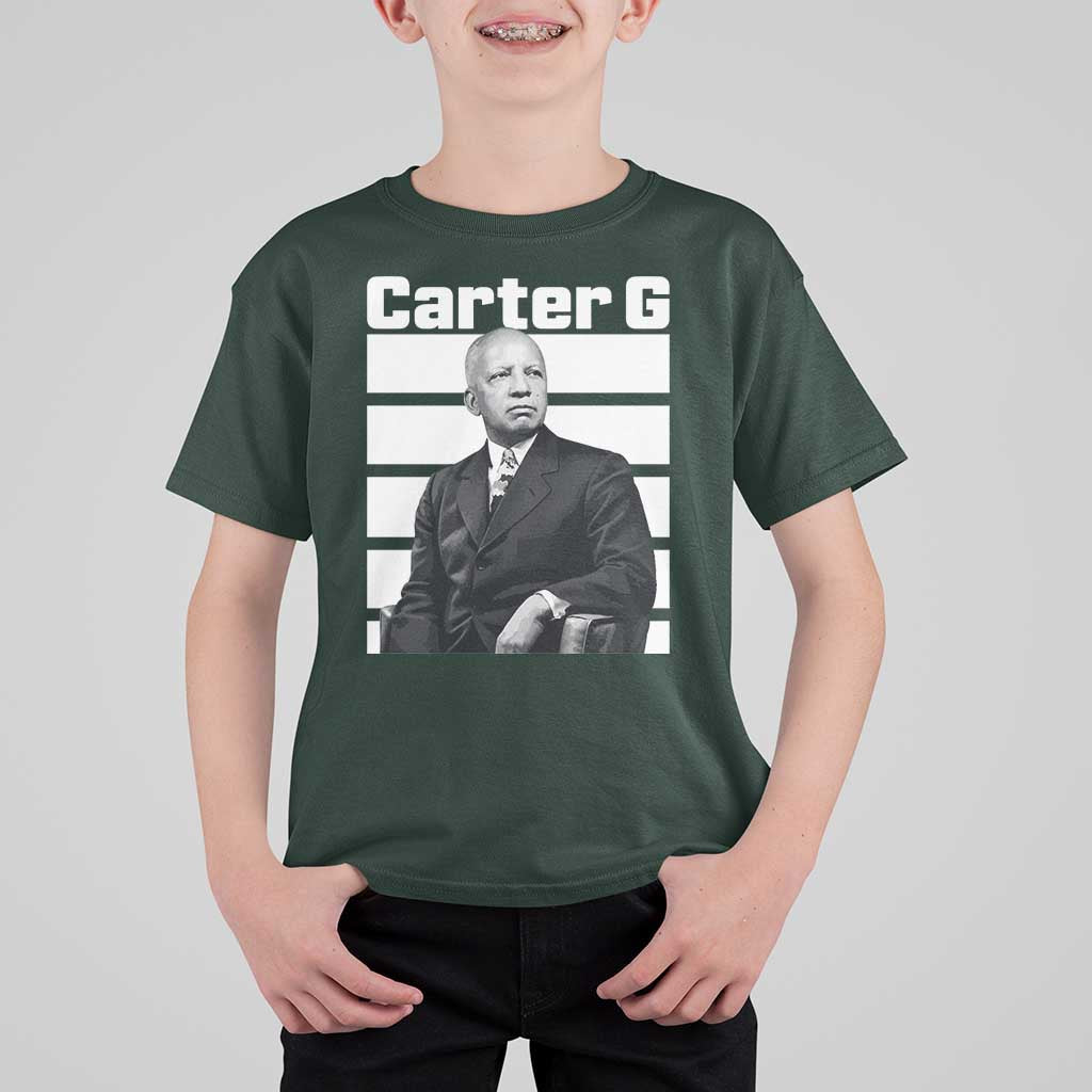 Inspiring Father of Black History Icon Portrait T Shirt For Kid Carter G Civil Rights Legacy Supporter