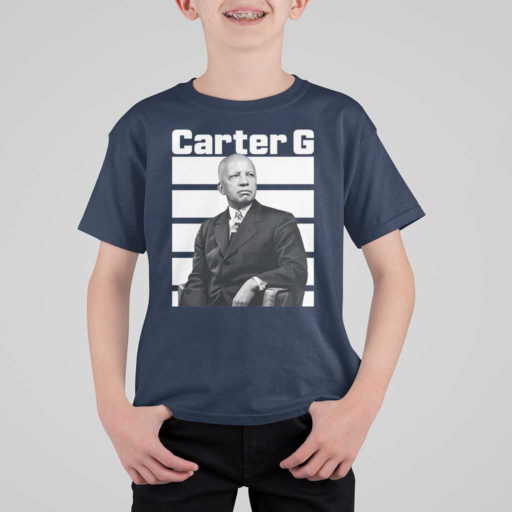 Inspiring Father of Black History Icon Portrait T Shirt For Kid Carter G Civil Rights Legacy Supporter
