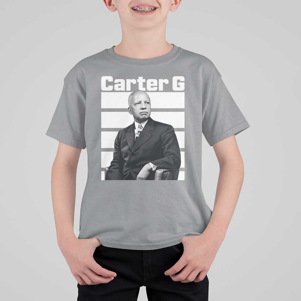 Inspiring Father of Black History Icon Portrait T Shirt For Kid Carter G Civil Rights Legacy Supporter