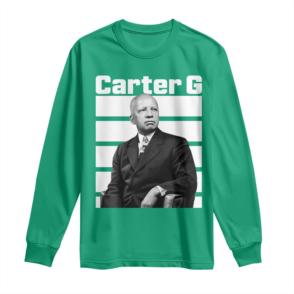 Inspiring Father of Black History Icon Portrait Long Sleeve Shirt Carter G Civil Rights Legacy Supporter