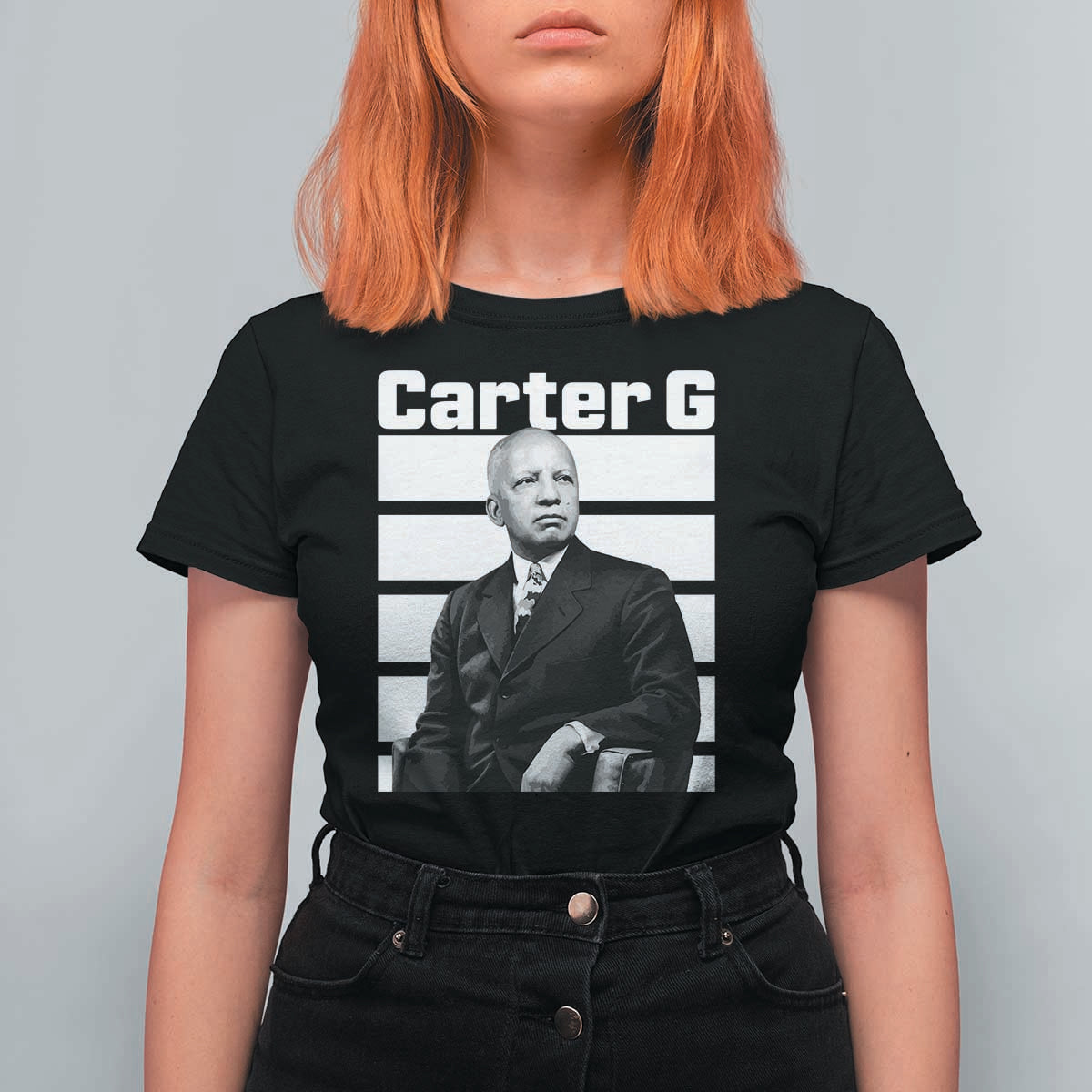 Inspiring Father of Black History Icon Portrait T Shirt For Women Carter G Civil Rights Legacy Supporter