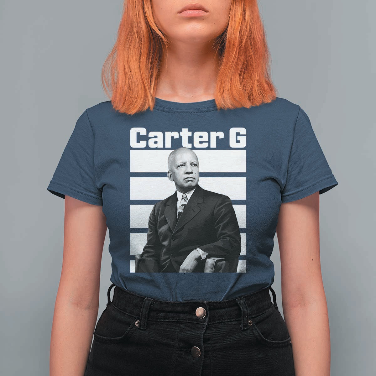 Inspiring Father of Black History Icon Portrait T Shirt For Women Carter G Civil Rights Legacy Supporter