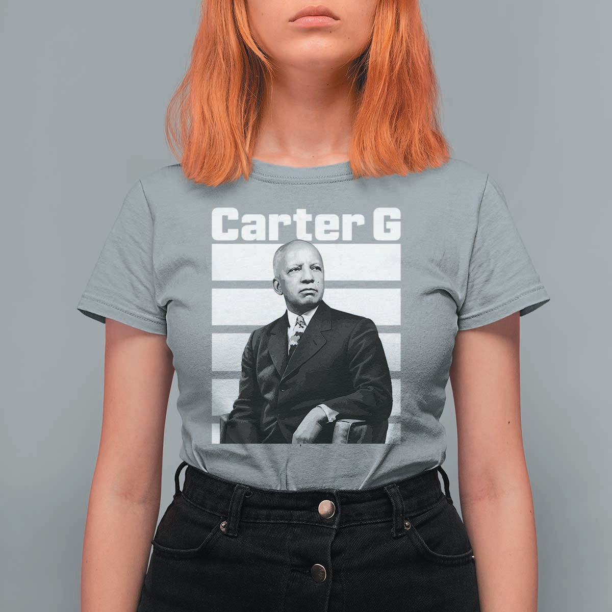 Inspiring Father of Black History Icon Portrait T Shirt For Women Carter G Civil Rights Legacy Supporter