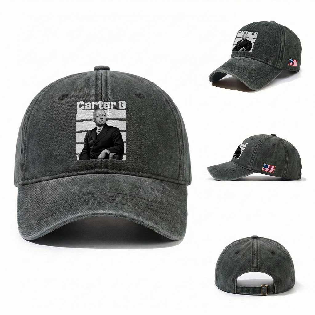 Inspiring Father of Black History Icon Portrait Washed Cotton Baseball Cap Carter G Civil Rights Legacy Supporter