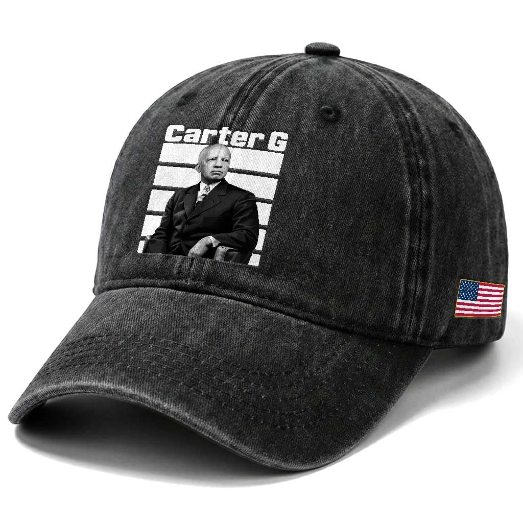 Inspiring Father of Black History Icon Portrait Washed Cotton Baseball Cap Carter G Civil Rights Legacy Supporter