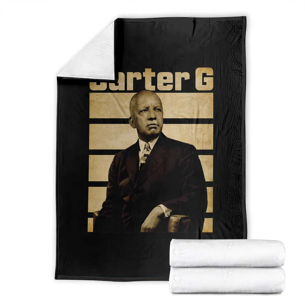 Inspiring Father of Black History Icon Vintage Portrait Throw Blanket Carter G Civil Rights Legacy Supporter