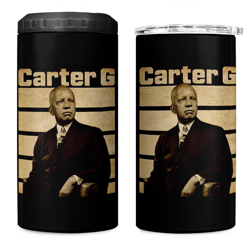 Inspiring Father of Black History Icon Vintage Portrait 4 in 1 Can Cooler Tumbler Carter G Civil Rights Legacy Supporter