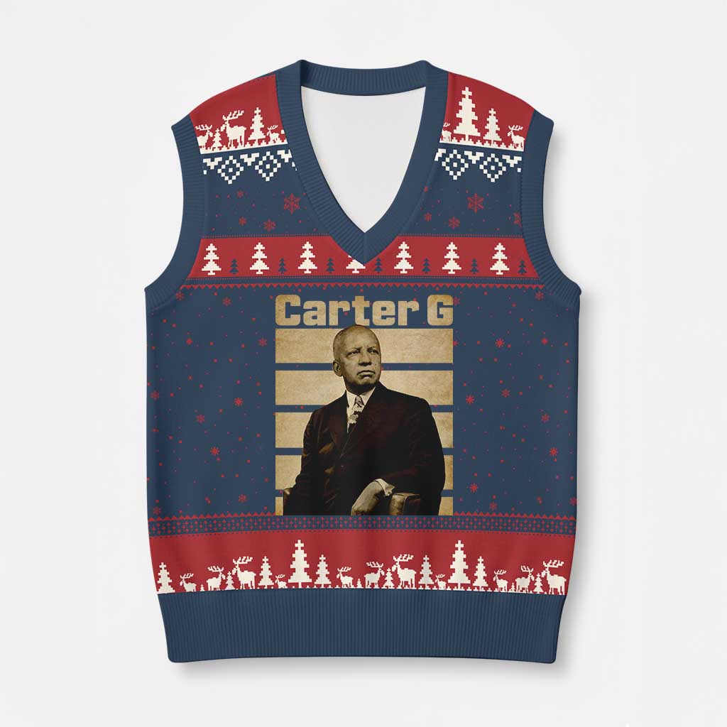 Inspiring Father of Black History Icon Vintage Portrait V-Neck Knit Sweater Vest Carter G Civil Rights Legacy Supporter