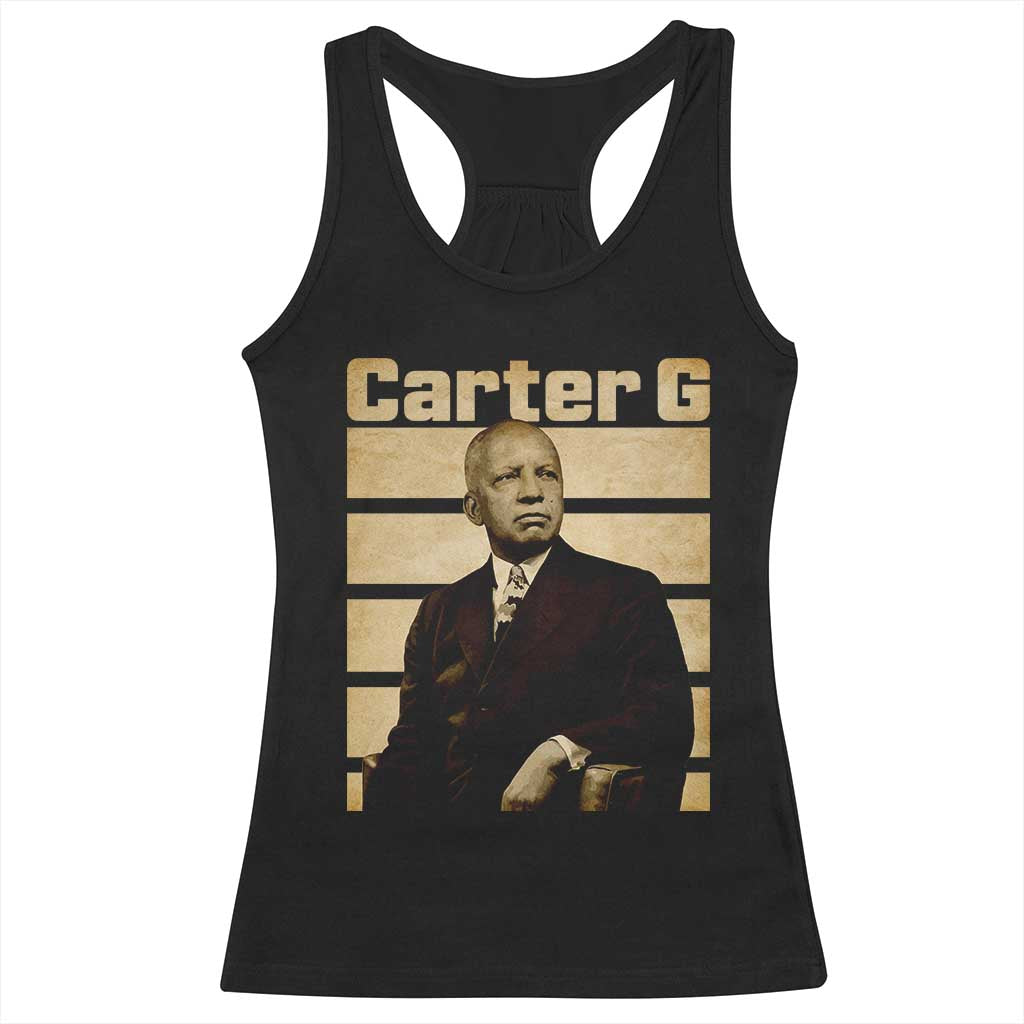 Inspiring Father of Black History Icon Vintage Portrait Racerback Tank Top Carter G Civil Rights Legacy Supporter