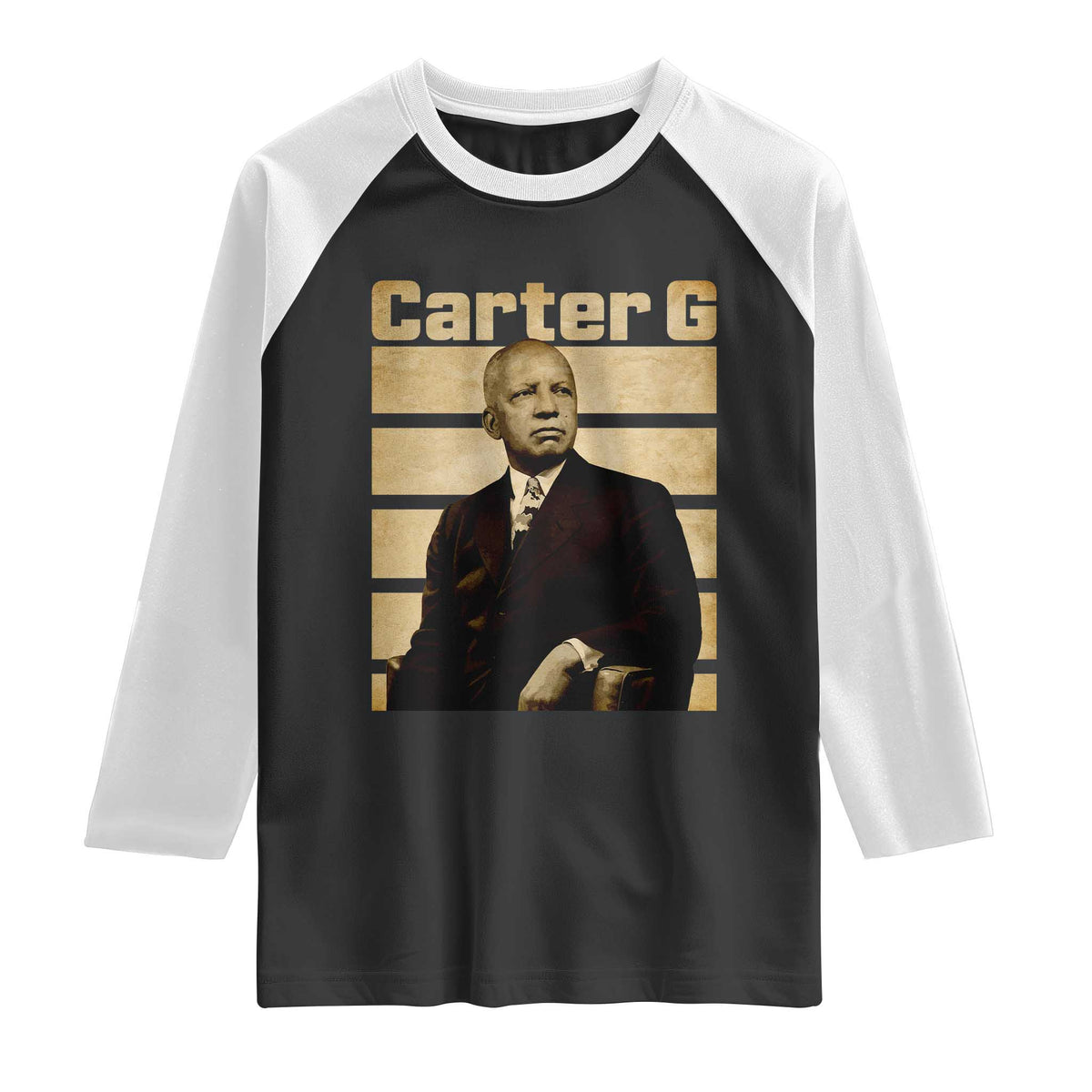 Inspiring Father of Black History Icon Vintage Portrait Raglan Shirt Carter G Civil Rights Legacy Supporter