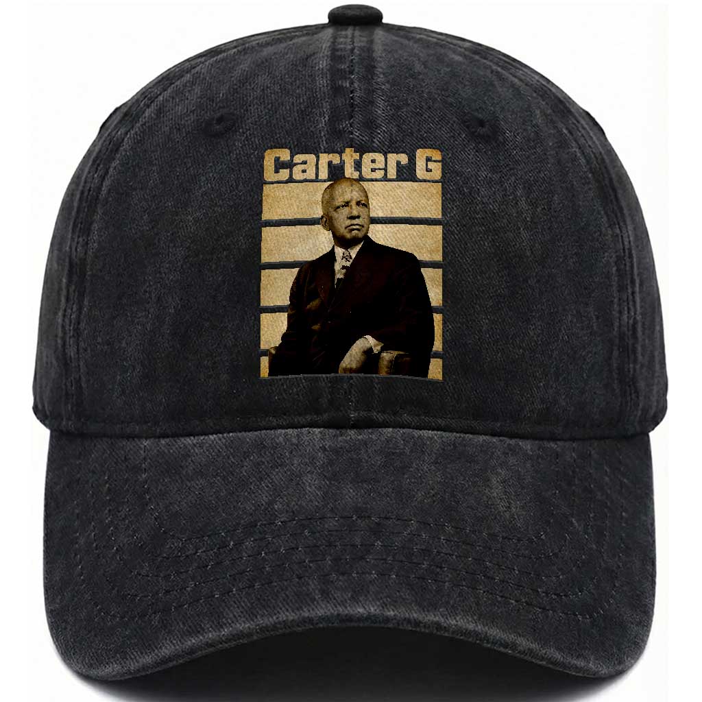 Inspiring Father of Black History Icon Vintage Portrait Washed Cotton Baseball Cap Carter G Civil Rights Legacy Supporter