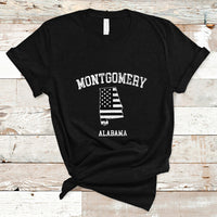 Montgomery Alabama AL Vintage American Flag T Shirt - Wonder Print Shop