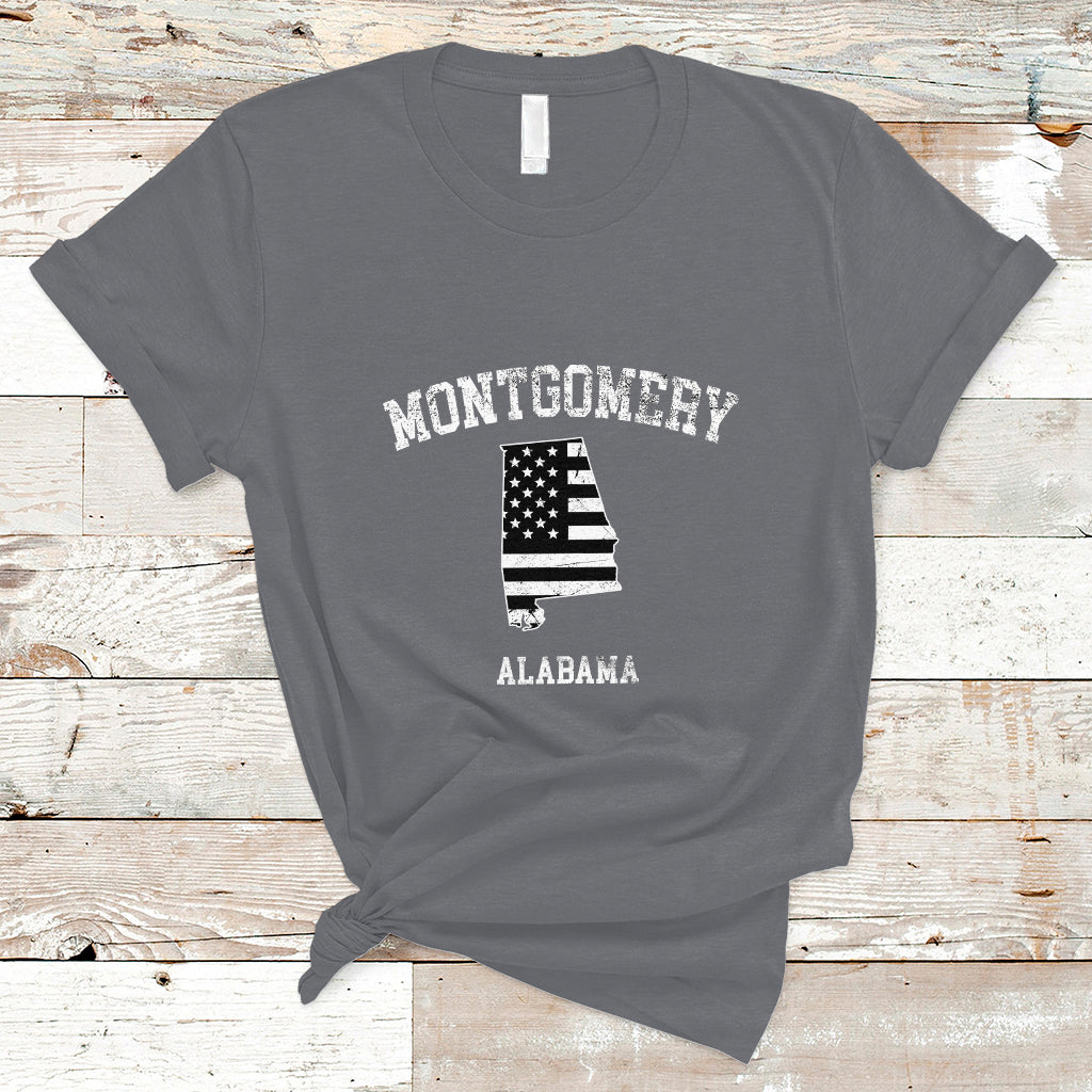 Montgomery Alabama AL Vintage American Flag T Shirt - Wonder Print Shop