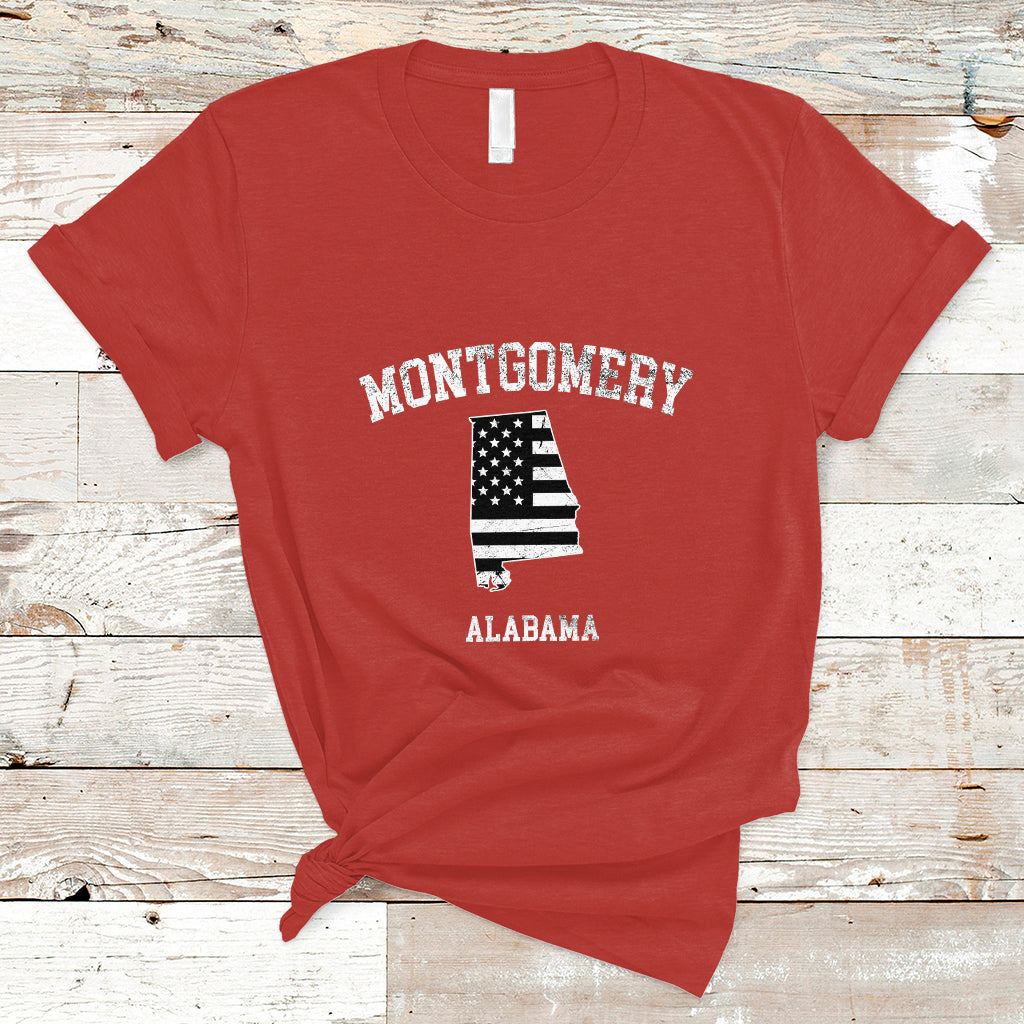 Montgomery Alabama AL Vintage American Flag T Shirt - Wonder Print Shop