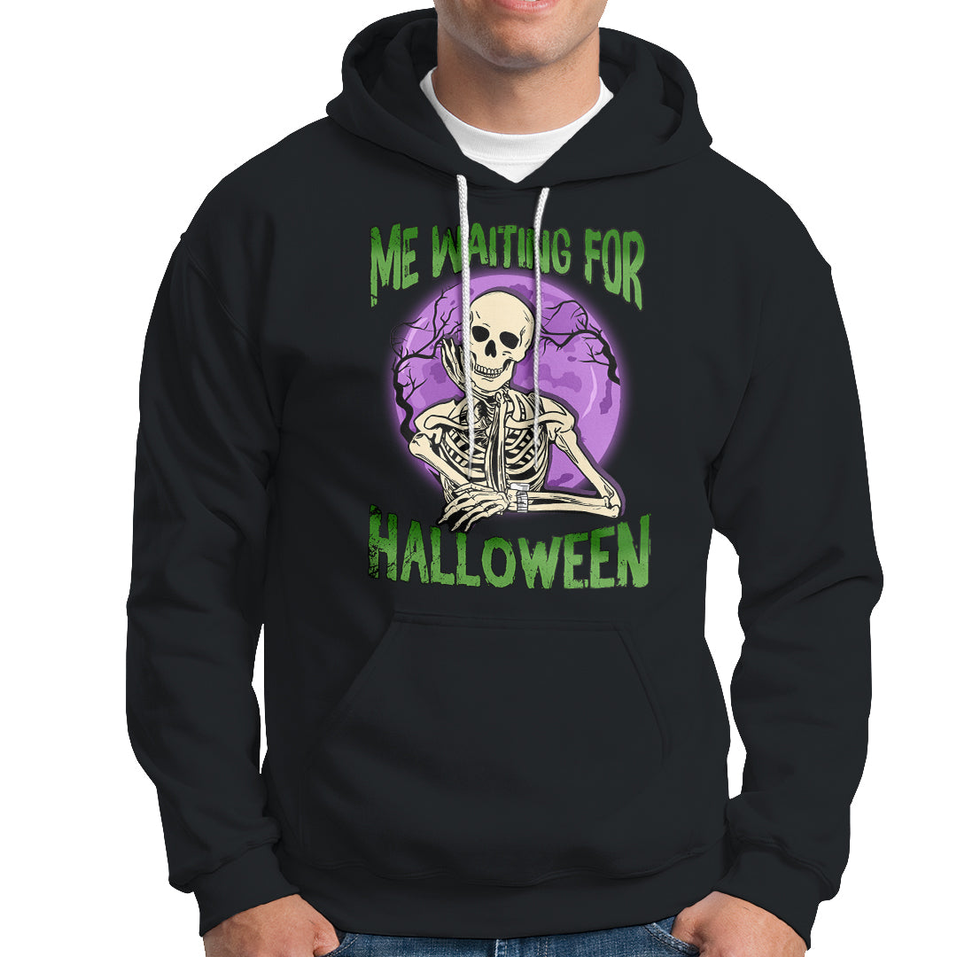Funny Skeleton Hoodie Me Waiting For Halloween Skeleton Funny Halloween Costume - Wonder Print Shop