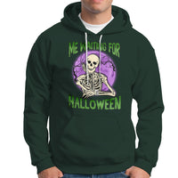 Funny Skeleton Hoodie Me Waiting For Halloween Skeleton Funny Halloween Costume - Wonder Print Shop