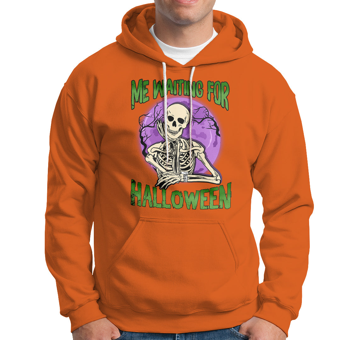 Funny Skeleton Hoodie Me Waiting For Halloween Skeleton Funny Halloween Costume - Wonder Print Shop