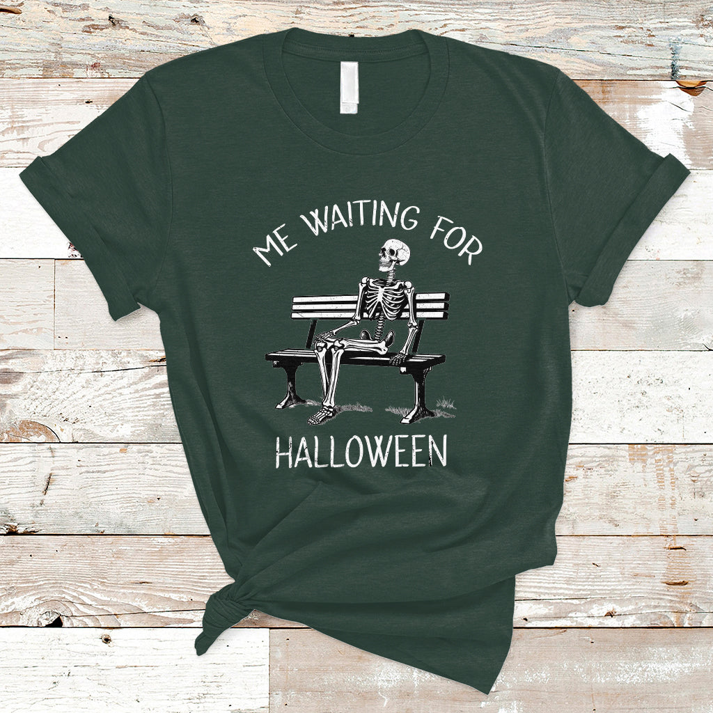 Funny Skeleton T Shirt Me Waiting For Halloween Skeleton Lover Halloween Costume - Wonder Print Shop