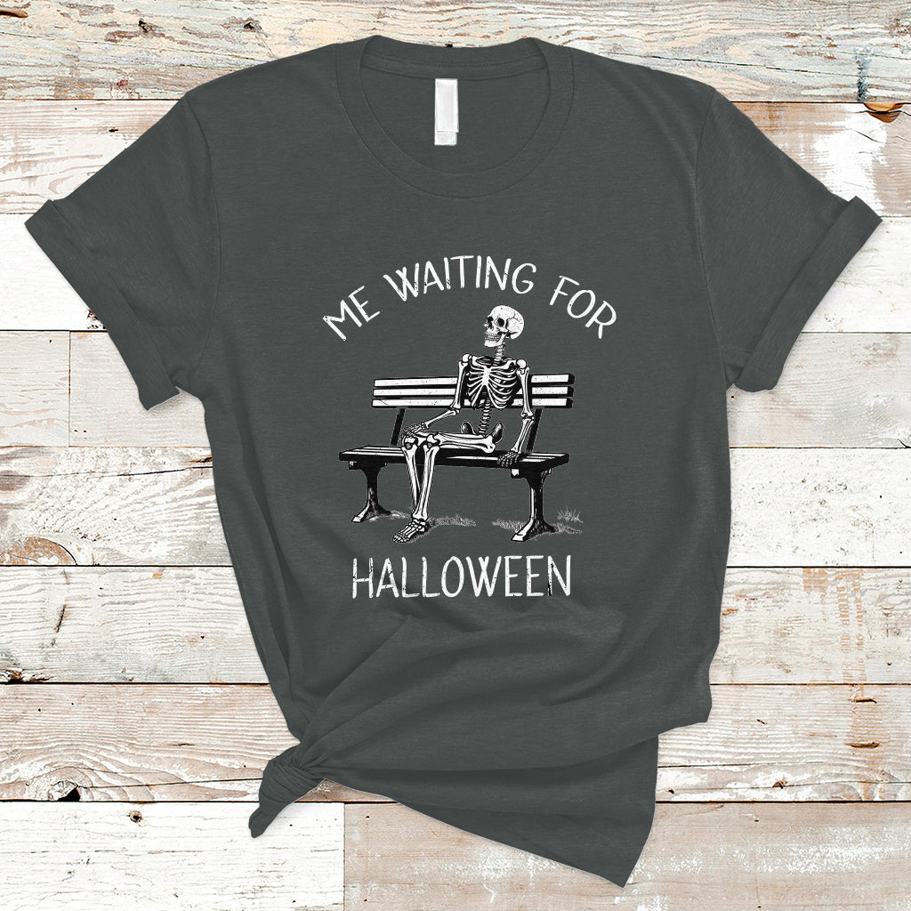 Funny Skeleton T Shirt Me Waiting For Halloween Skeleton Lover Halloween Costume - Wonder Print Shop