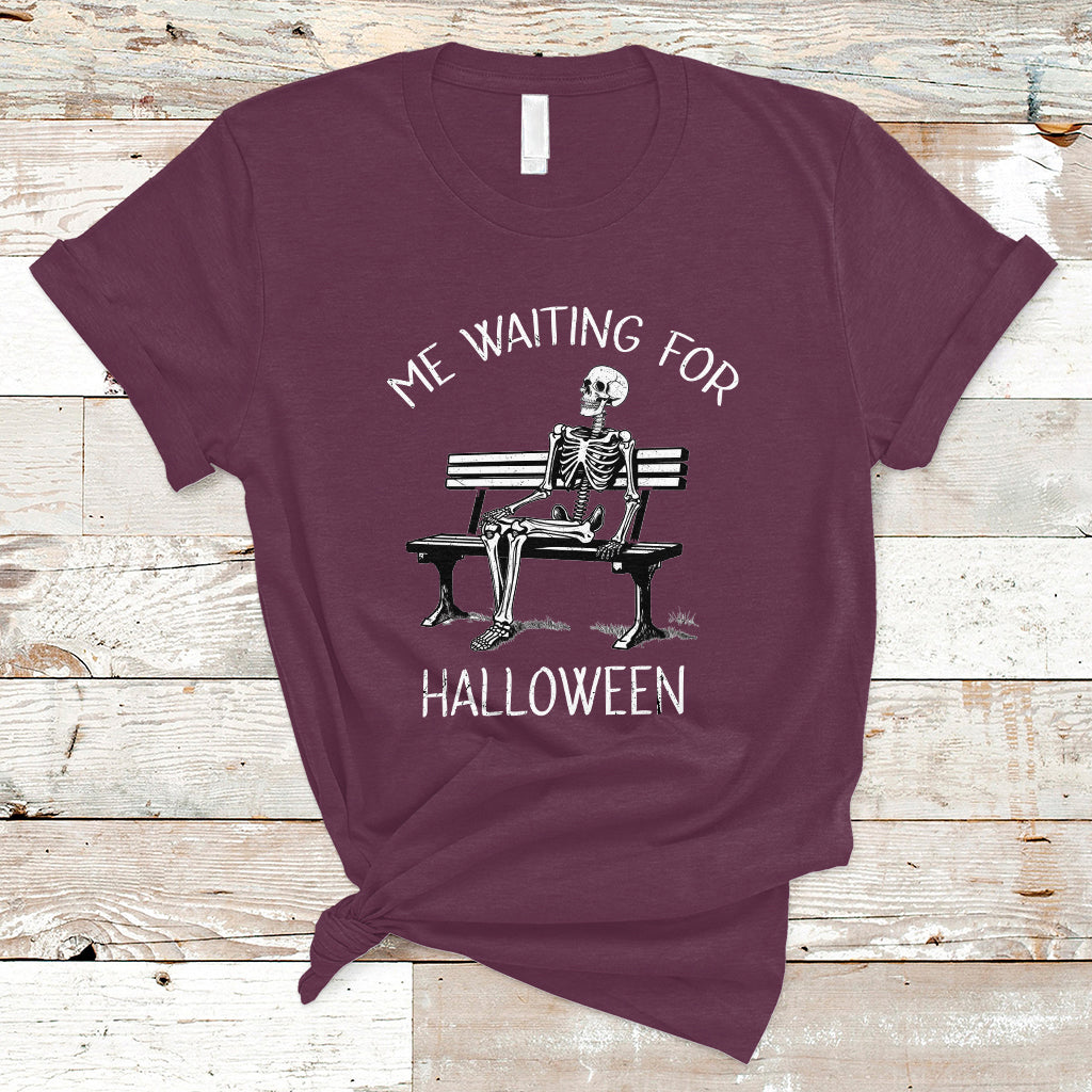 Funny Skeleton T Shirt Me Waiting For Halloween Skeleton Lover Halloween Costume - Wonder Print Shop