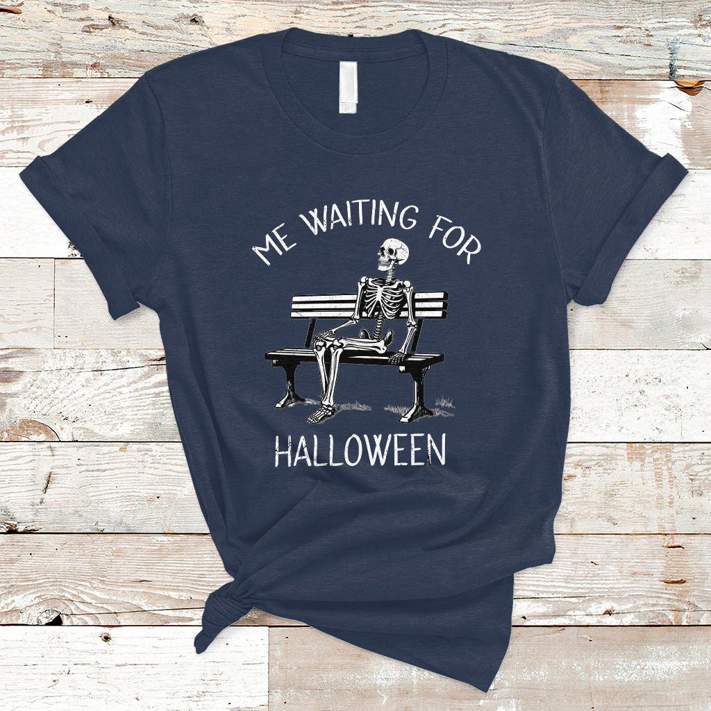 Funny Skeleton T Shirt Me Waiting For Halloween Skeleton Lover Halloween Costume - Wonder Print Shop