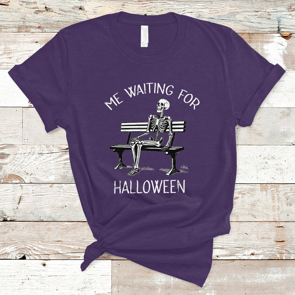 Funny Skeleton T Shirt Me Waiting For Halloween Skeleton Lover Halloween Costume - Wonder Print Shop
