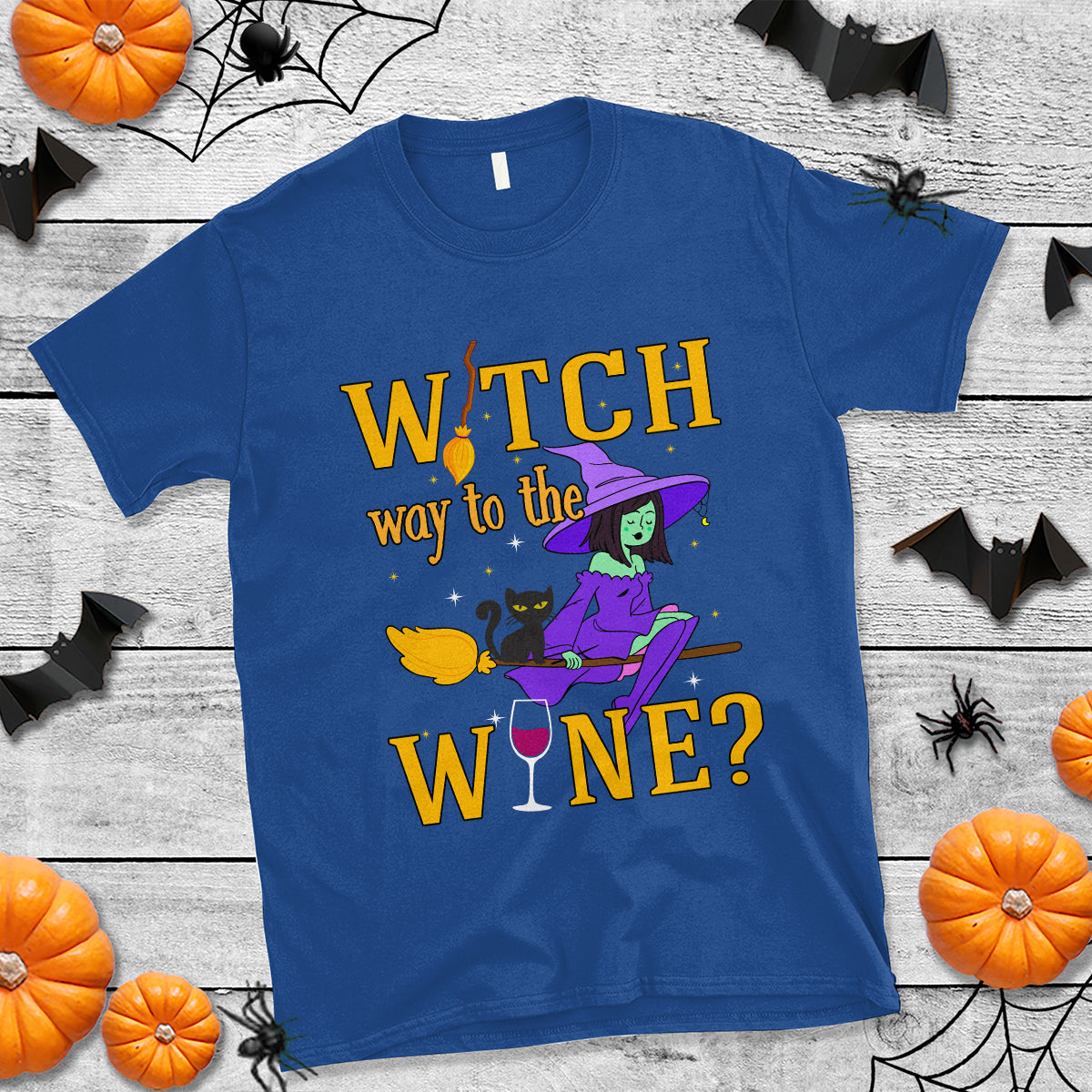 Halloween Witch T Shirt Witch Way To The Wine Halloween Drinking for Wiccan Witches - Wonder Print Shop