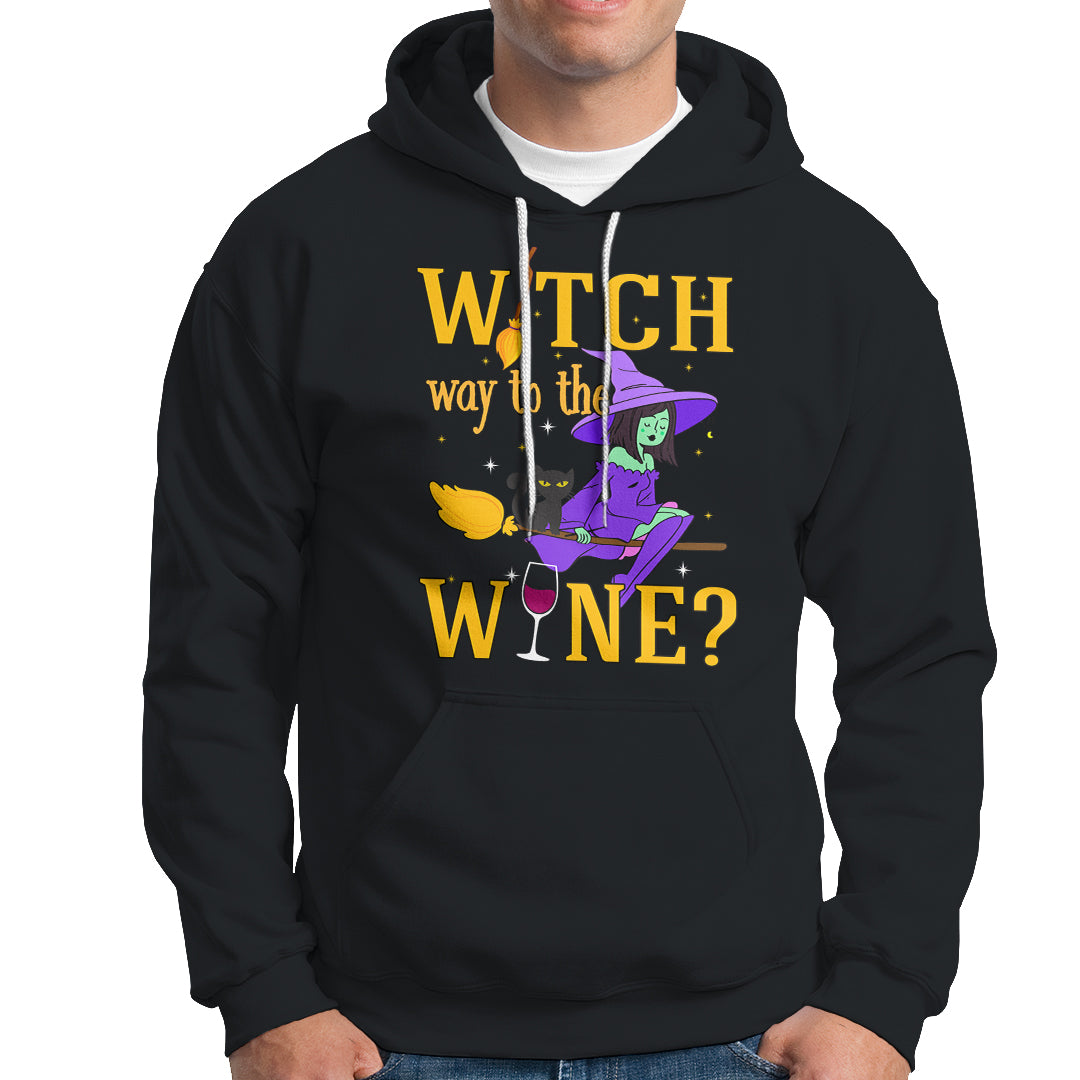 Halloween Witch Hoodie Witch Way To The Wine Halloween Drinking for Wiccan Witches - Wonder Print Shop