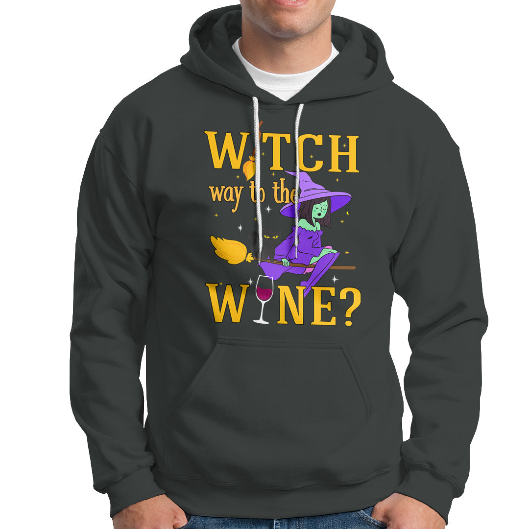 Halloween Witch Hoodie Witch Way To The Wine Halloween Drinking for Wiccan Witches - Wonder Print Shop