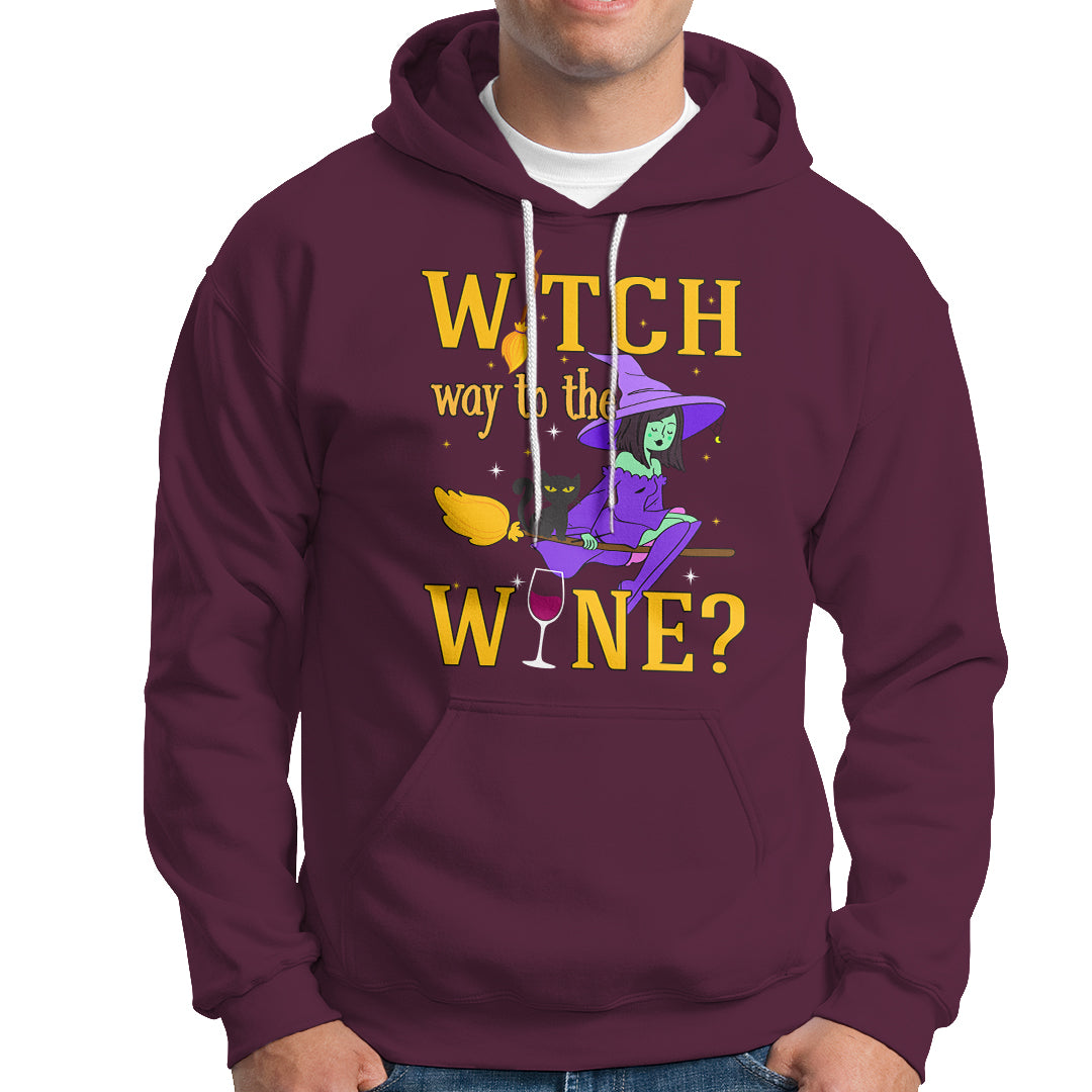 Halloween Witch Hoodie Witch Way To The Wine Halloween Drinking for Wiccan Witches - Wonder Print Shop