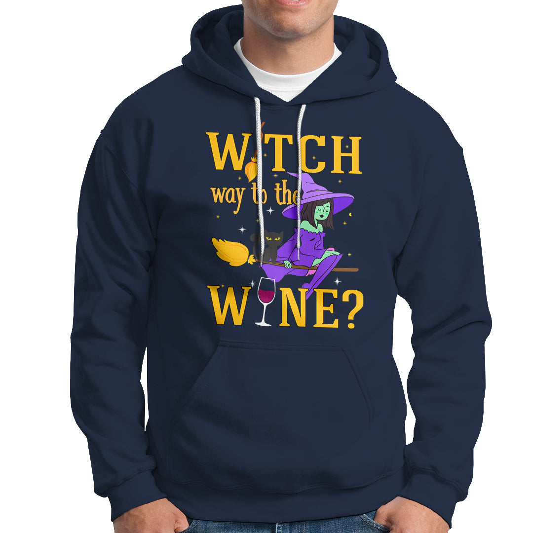 Halloween Witch Hoodie Witch Way To The Wine Halloween Drinking for Wiccan Witches - Wonder Print Shop