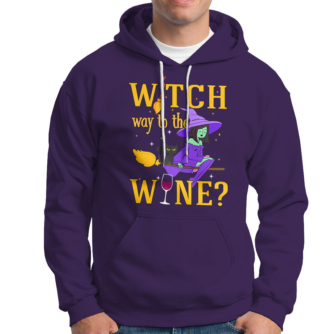 Halloween Witch Hoodie Witch Way To The Wine Halloween Drinking for Wiccan Witches - Wonder Print Shop
