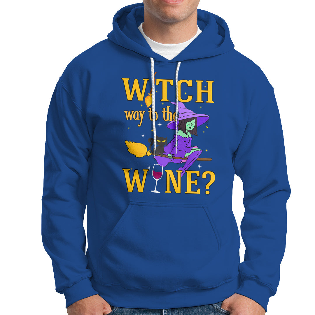 Halloween Witch Hoodie Witch Way To The Wine Halloween Drinking for Wiccan Witches - Wonder Print Shop