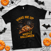 Halloween Sloth T Shirt Wake Me Up When It's Halloween Spooky Season Trick Or Treat - Wonder Print Shop