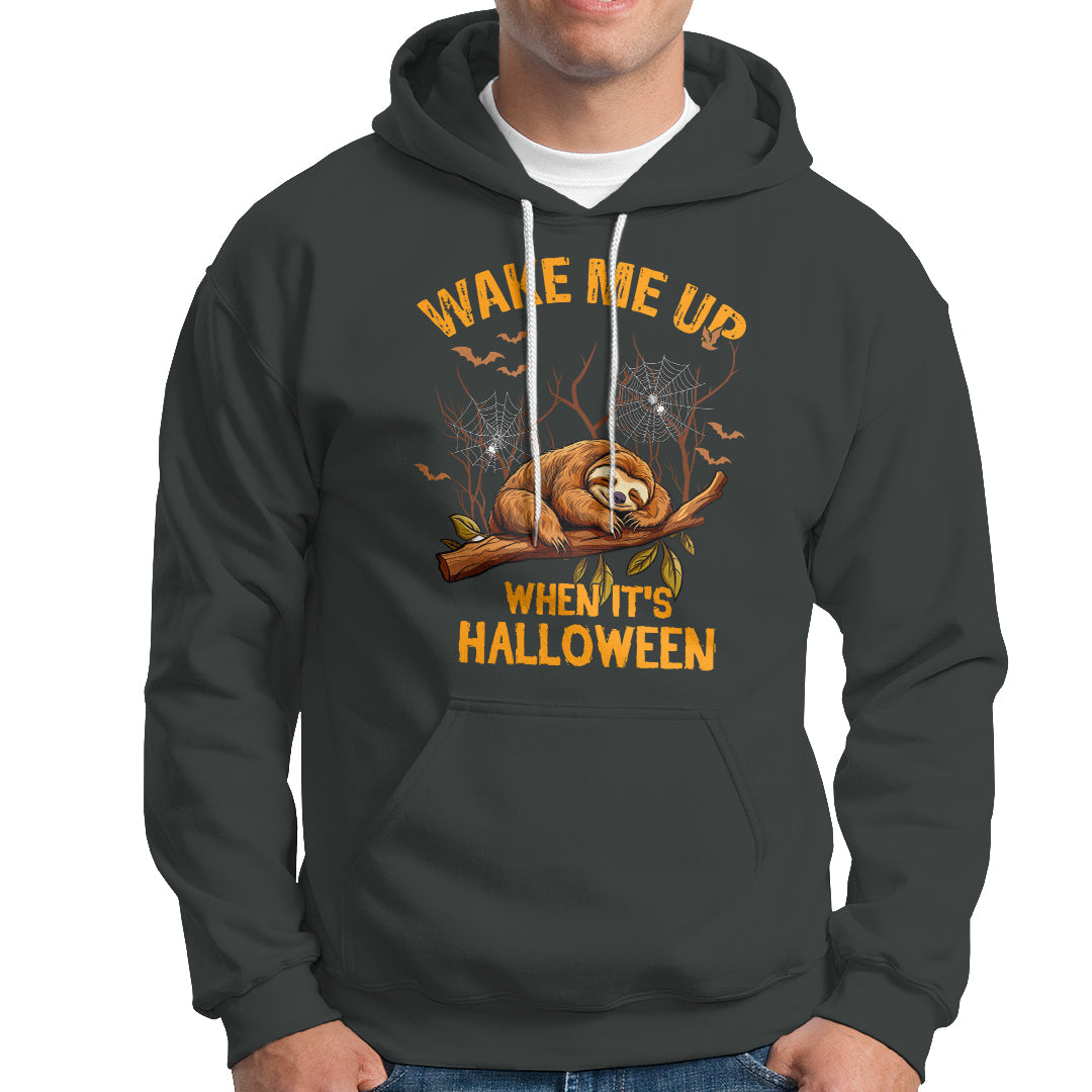 Halloween Sloth Hoodie Wake Me Up When It's Halloween Spooky Season Trick Or Treat - Wonder Print Shop