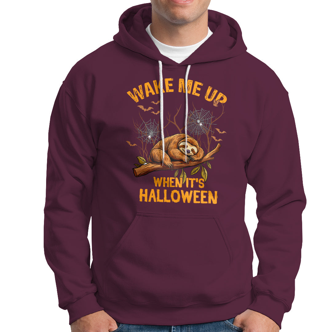 Halloween Sloth Hoodie Wake Me Up When It's Halloween Spooky Season Trick Or Treat - Wonder Print Shop