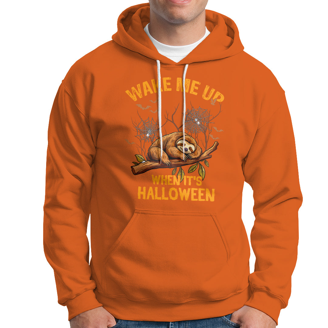 Halloween Sloth Hoodie Wake Me Up When It's Halloween Spooky Season Trick Or Treat - Wonder Print Shop